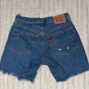 Levi's 501 Classic Medium Blue Denim Cutoff Shorts | Size 24
